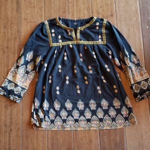 Patterned Long Sleeve Blouse